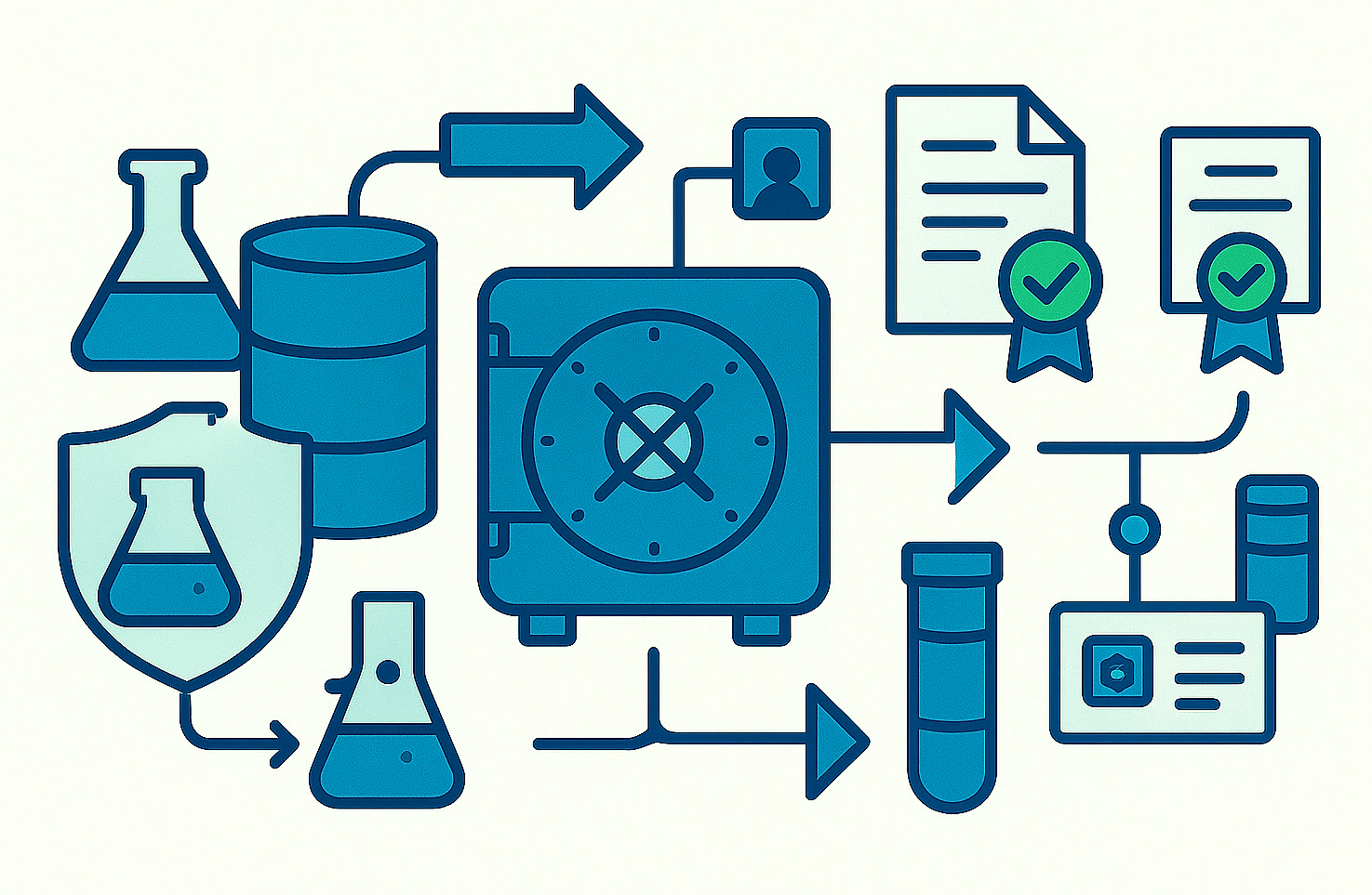 Illustration of secure data governance, controlled access, documentation and trusted information exchange