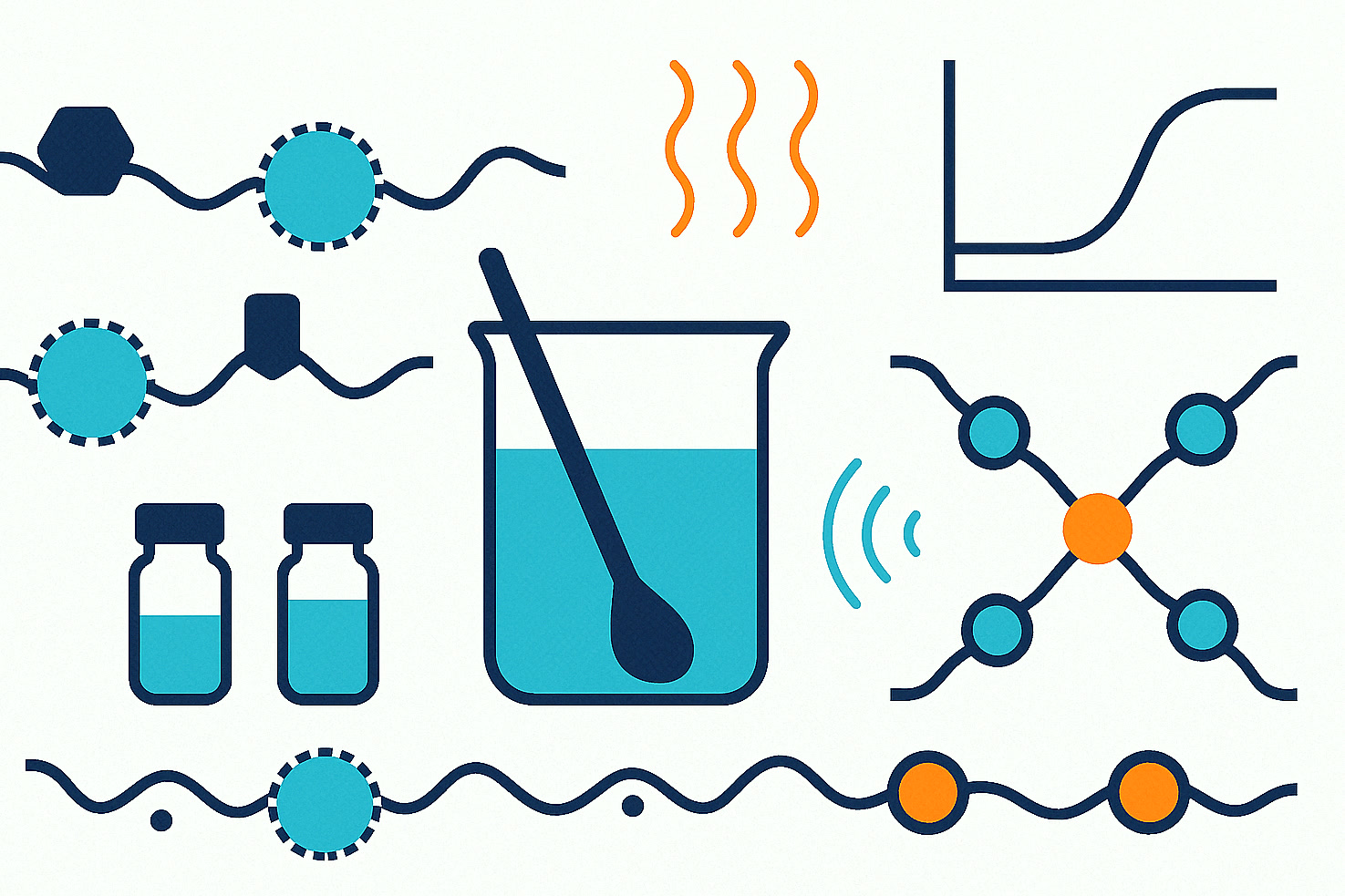 Illustration of blocked isocyanate chemistry, heat activation and crosslinked polymer network formation