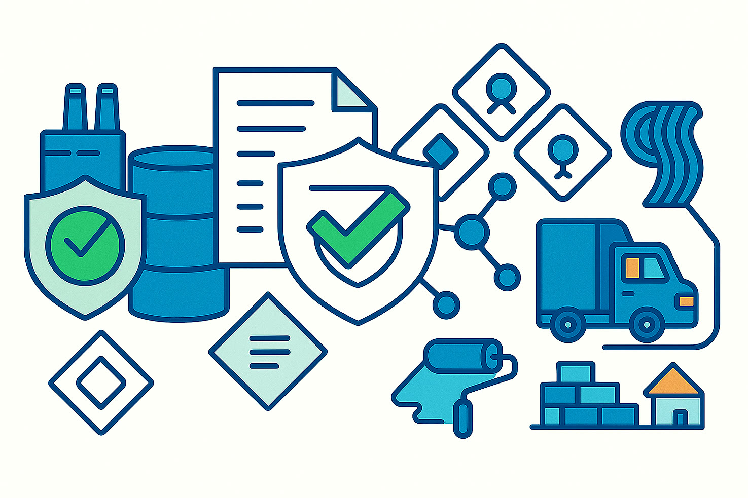 Illustration of batch traceability, documentation, logistics and downstream industrial applications in the specialty chemical value chain